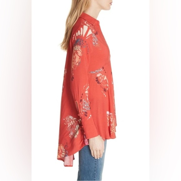 Free People Field Of Butterflies Tunic in Red - Size XS - Picture 3 of 5